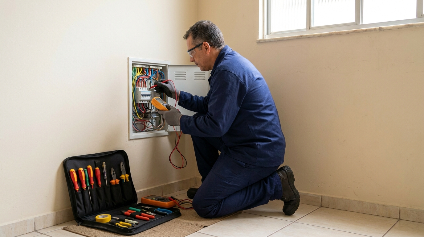 Eletricista atendendo em residência em Belém‑PA